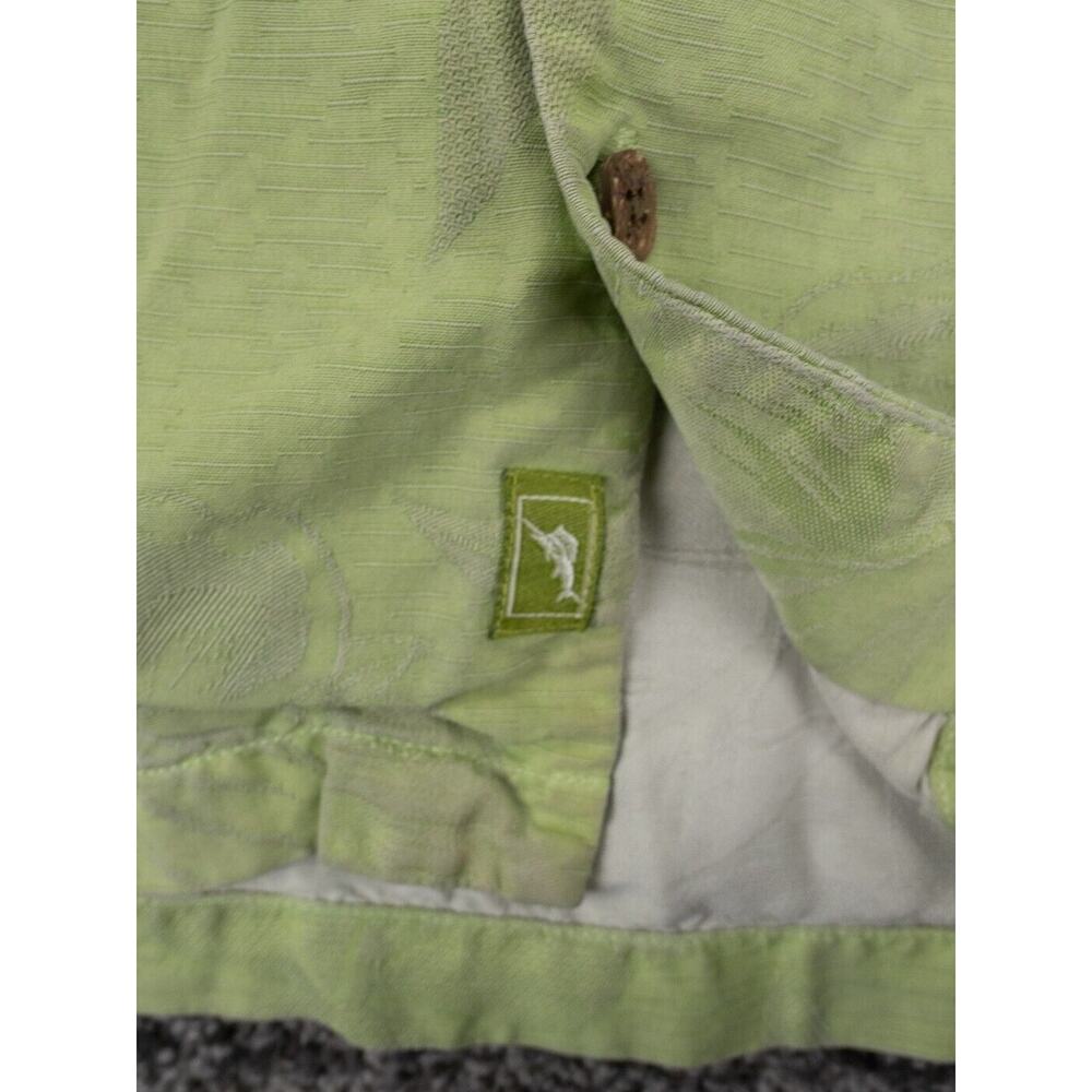 Tommy Bahama Shirt Mens XL Green Silk Jacquard Floral Print Aloha Beach Hawaiian - Picture 5 of 8